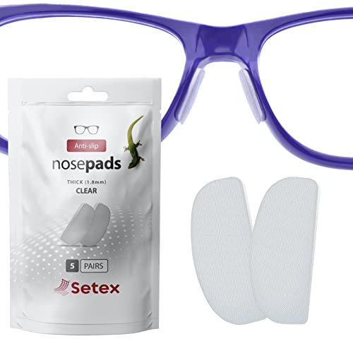 Setex Gecko Grip 1,8 mm Anti-Rutsch-Nasenpads für Brillen, (5 transparente Paare), Innovative Mikrostrukturierte Fasern