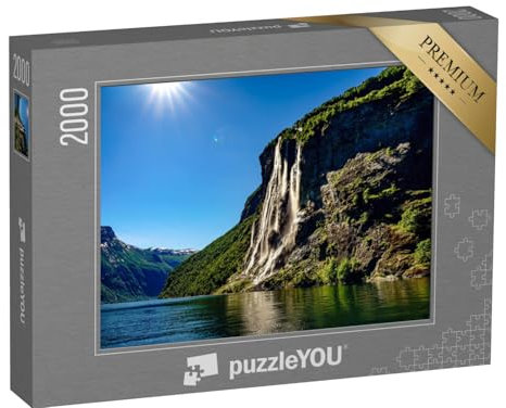 puzzleYOU: Puzzle 2000 Teile „Wunderschönes Norwegen: Geiranger Fjord, Wasserfall Sieben Schwestern“ – aus der Puzzle-Kollektion Fjorde, Skandinavien