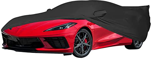 Autoabdeckung Indoor Kompatibel mit 2020 2021 2022 Corvette C8 Stingray, Z06, Z51 Corvetten, Stretch Satin Staubdichter Schutz Ultimate Custom Full Car Cover für Underground Garage, Auto Show