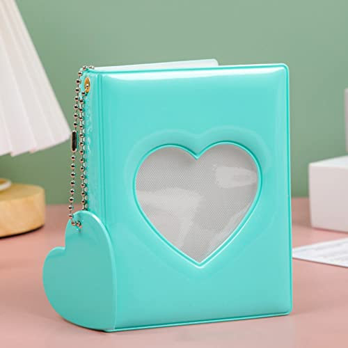 NANJI Mini Fotobuch,Mini Album Keychain,Mini Photo Album,Mini Fotoalbum,schlüsselanhänger,fotoalbum Klein,Schlüsselanhänger Fotoalbum Love Heart,photocard Binder Albums for 3 Inch Photo (Mint Color)