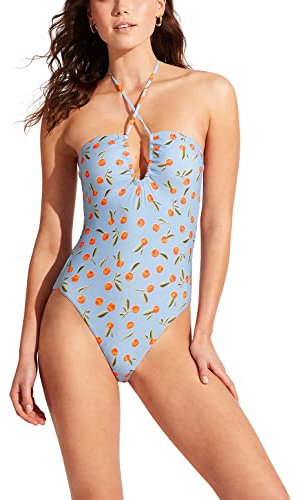 Seafolly Damen Einteiliger Bandeau Badeanzug, Summer Crush Powder Blue, 38