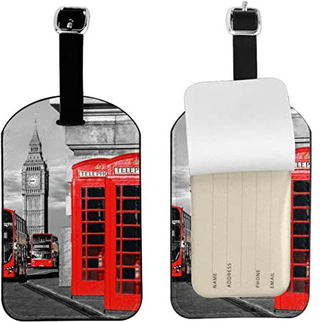 England UK Retro London Telefon Gepäckanhänger ID Leder Reisetasche Etiketten Kariertes Gepäck Tagstravel Identifikator für Gepäck