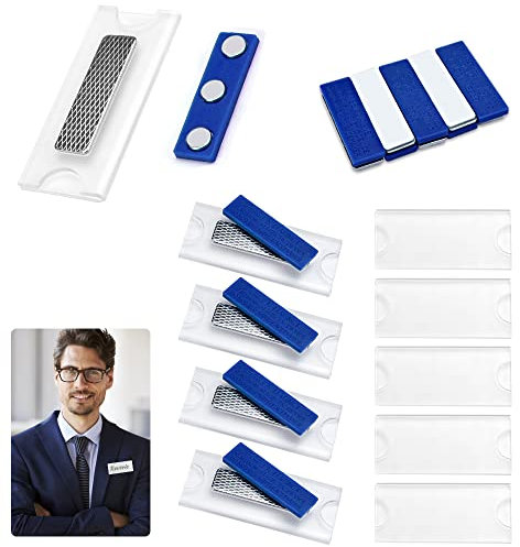 SIYINGSAERY 10 PCS Porte Badge Aimanté en Acrylique Badge Porte Nom Aimanté Porte-Badges Nominatifs Badges Nom Magnétiques Porte Nom Aimanté pour Réunion Bureau Ecole, Bleu