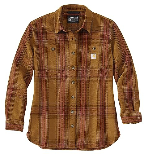 Carhartt Damen Langarmhemd Twill L,S Plaid Shirt, Farbe:carhartt Brown, Größe:L