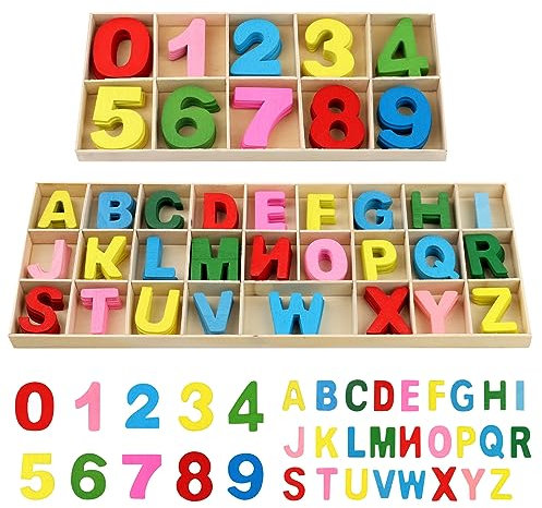 216 Stück Holzbuchstaben und Nummern Holzbuchstaben Großbuchstaben A-Z Kid Holzspielzeug Lernspielzeug für Kleinkinder - - Montessori Spielzeug für Kunsthandwerk Kleinkind