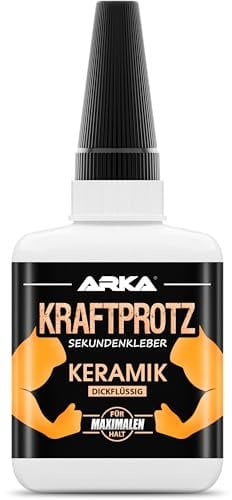 Colla istantanea in gel per ceramica e porcellana – KRAFTPROTZ XXL 50 g – trasparente, resistente al calore e lavastoviglie – punta anti-secco – adesivo per tazze, piatti, terracotta, decorazioni