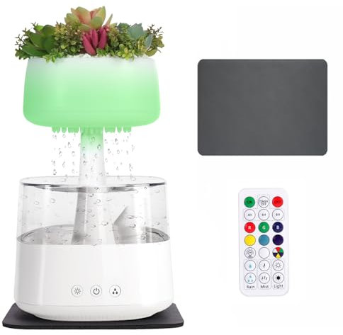 Luftbefeuchter für Schlafzimmer - Cool Mist Luftbefeuchter für große Räume mit ätherischem Öl Diffusor, Regen Luftbefeuchter für Baby mit Fernbedienung Timer, Luftbefeuchter für Zuhause (Weiß)