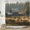 ASDCXZ Landschaft Duschvorhang 180x200 cm, Naturlandschaft Beruhigen Dorf und Bauernhof Kuh Bad Waschbar Duschvorhänge Polyester Textil Wasserdicht Badevorhang für Badewanne mit 12 Haken
