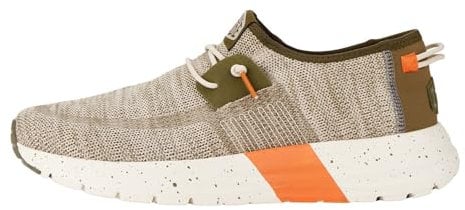 HEYDUDE Sirocco Sport Mode - Zapatos para Hombre - Zapatillas con Sistema de Cordones Fácil, Green/Dusty Olive/Orange, 45