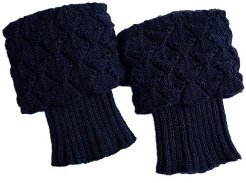 1 Paar Stulpen Damen Winter Beinwärmer Fussstulpen Beinstulpe Warme Kurze Knöchelwärmer Gestrickte Bein Wärmer Legwarmer Warmers Socken Stiefel Boot Abdeckung,für Winteraccessoires,Dunkelblau