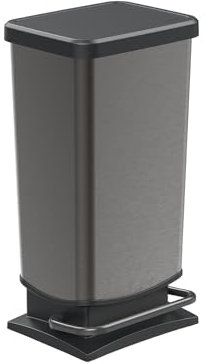 Rotho Paso Mülleimer 40l mit Deckel, Kunststoff (PP) BPA-frei, Graphit, 40 (35.3 x 29.5 x 67.6 cm)
