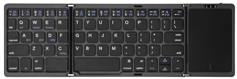 Tiardey Tragbare, zusammenklappbare Bluetooth-Wireless-Tri-Tastatur mit Touchpad für Mobilgeräte, kompatibel mit Tablet/Handy/PC
