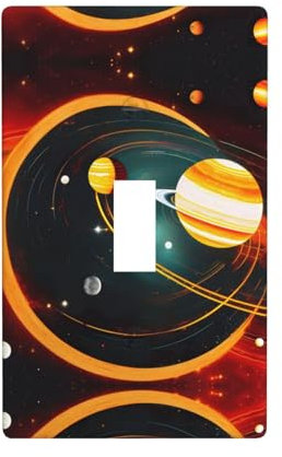 Placas de pared para interruptor de luz de 1 banda con impresión de Júpiter Saturno, con sistema solar, placas de interruptor eléctrico de palanca única para baño
