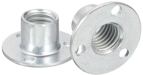 QUARKZMAN Tuerca en T para Agujero Brad M10, 15 Piezas Acero al Carbono con Base Redonda Tuercas de Inserción de Hilo Hembra de Tornillo para Muebles de Hardware de Madera