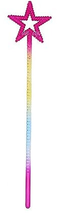 MOFALA Star Baguette magique, accessoire de jeu de rôle, pour Halloween, Noël, 35 cm, princesse fille, baguette magique en cristal (arc-en-ciel)