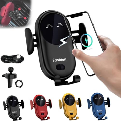 Portatelefono da Automobile con Ricarica Wireless,Gancio Macchina Telefono,Ricarica Wireless Smartphone,Porta Telefono Wireless,Caricatore Wireless con Trasmissione Dati per Auto