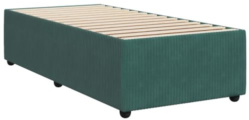 vidaXL Bettgestell, Polsterbett Bett für Schlafzimmer, Bettrahmen mit Lattenrost, Einzelbett Schlafzimmerbett, Dunkelgrün 90x190cm Samt