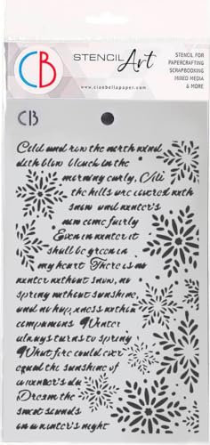 Ciao Bella Schablone Elegance of Blue - Winter Poem, 24 x 14,4 cm, Stencil, Basteln, Malen, DIY, Scrapbooking, Dekoration