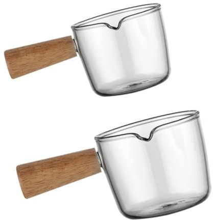 CIYODO 1 Satz Milchbecher aus Kaffeetassen Espressotasse Messkrug trinken transparenter Milchbecher Espresso Kaffee messbecher Milchbecher zu Hause dekorativer Glasbecher hölzern