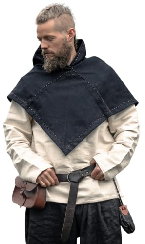 Leonardo Carbone® Damen Herren Mittelalter Wikinger Gugel Halfdan aus Wolle | 74% Wollanteil, Skjoldehamn, Kreuznähte, Kopfbedeckung zur Kleidung, Gewandung für LARP und Reenactment, Halloween Kostüm