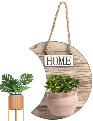Pot de Fleurs Mural en Bois, jardinières murales rustiques avec Longues Cordes de Suspension, jardinières murales de Ferme, jardinières Verticales et murales, Support de Fleurs pour ou