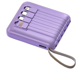 Caricabatterie Portatile Power Bank 20000mah Display Power Bank, Ricarica Veloce, Ricarica Veloce Del Telefono Cellulare Power Bank, 4 Cavi Di Alimentazione Mobile (Viola)