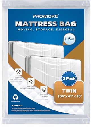 PROMORE Single Size Mattress Cover for Moving, Storage-2Pack-Mattress Bags for Moving and Transport, Mattress Protector Storage Bag - Strong, Reusable, Tearproof, Waterproof, Anti-dust