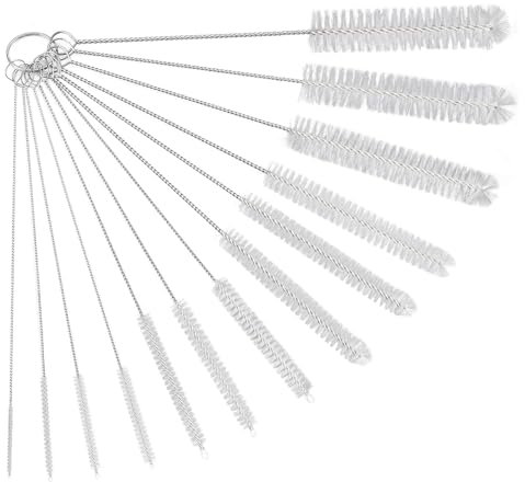 Lot de 13 Brosses De Nettoyage,Goupillon De Nettoyage,Brosse De Nettoyage pour Tube,Bouteille en Verre,Biberon,Bouilloire Et Clavier,Brosse De Nettoyage en Nylon pour Bouteille, Blanc