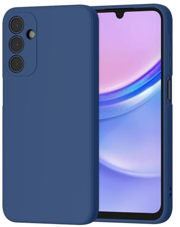 YLK Coque Compatible avec Samsung Galaxy A15 4G / 5G, Coque de Protection Intégrale en Silicone avec Doublure en Microfibre (Marine Bleu)