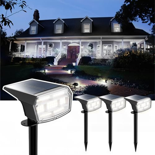 HIBOITEC Solar Spot Lights Outdoor 4 Packs 59LED Solar Lights Outdoor Garden Uplights Waterproof Adjustable Brightness Dusk to Dawn for Outside Yard Trees