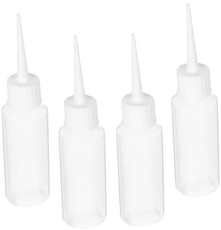 SOIMISS 4pcs 50ml Plastic Squeeze Bottles Liquid Dispense Glue Dispenser Bottles Fine Nozzle for Crafting and Construction Use, White