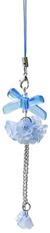 sodeber Modische Handy-Halskette mit Schleife, handgefertigter Schmuck, Hortensien-Charm, auffälliges Accessoire, Farbe: Blau, M