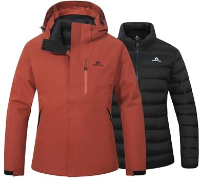 Pioneer Camp Giacca invernale da donna, 3 in 1, da snowboard, resistente alle cadute, altamente traspirante e traspirante, fodera in cotone