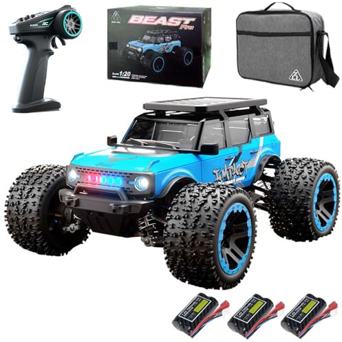 Ledovan 55KM/H Ferngesteuertes Auto für Erwachsene, Hochgeschwindigkeits Bürstenloser Motor RC Buggy All Terrain, Wasserdicht Rennauto, 4WD Off-Road Monstertruck, 3 Batterien(Blau)