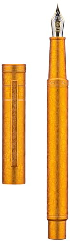 Hongdian 1851 Forest Fountain Pen Golden Ice Flowers, Medium Nib Classic Design with Converter and Metal Pen Case