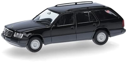 Herpa Basic Modellauto Mercedes-Benz E-Klasse T-Modell (124), schwarz, Miniatur im Maßstab 1:87, preisgünstiges Einsteigermodell, Made in Germany, Kunststoff