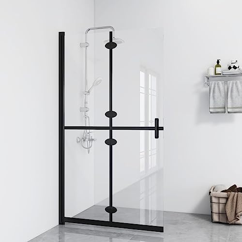 Foldable walk-in shower screen made of transparent tempered glass, 110 x 190 cm, with aluminium frame, space-saving foldable, can be mounted on both sides, shower enclosure for bathtub, splash guard
