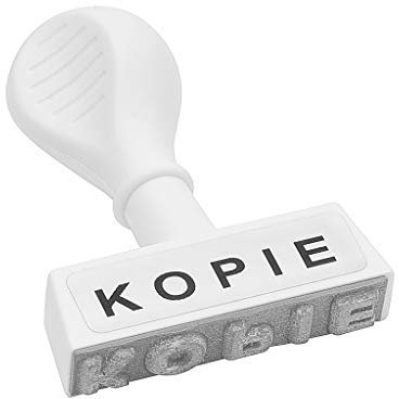 WEDO 19324 Lagertext Stempel KOPIE, Kunststoff, Abdruckbreite ca. 45 mm, Schrifthöhe 6,5 mm, ergonomischer Griff, weiß