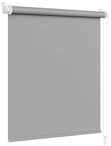 Victoria M. Klemmfix Verdunkelungsrollo ohne Bohren Rollo Seitenzugrollo Verdunkelung für Fenster und Türen, 75 x 150 cm, Grau