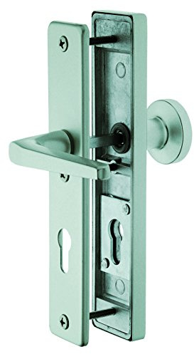 Alpertec Haustürbeschlag Tira -LS KT Schutzbeschlag für Hausstüren Knopf/Drücker alu silber eloxiert Vierkant 10 mm, Abstand 92 mm, 40100966