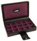 Dulwich Designs Park Lane Scatola Porta Gemelli Classica in Vera Pelle da 15 Pezzi, Colore Nero Executive e Fodera Viola in Gros Grain
