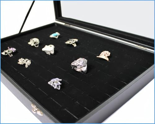 Yudu Schaukasten Glasdeckel mit 100 Schlitze für Breite Ringe schwarz
