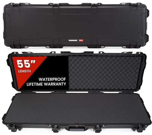 NANUK 995 Hard Case 55” with Wheels & Customizable Foam Insert, IP67 Waterproof & Crushproof, Rugged Construction for Ultimate Protection, Made in North America – Black (55.1” x 17.3” x 6.6”)