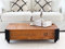 Uncle Joe´s Couchtisch Roosevelt im Vintage Shabby chic Style aus Massiv-Holz in braun mit Rollen Holzkiste Beistelltisch Landhaus Wohnzimmertisch Holztisch nussbaum