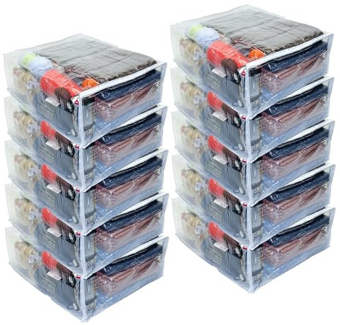 Oreh Homewares 10-Pack X-Large (20 x 23 x 8) Heavy Duty Vinyl Zippered Storage Bags (Clear) for Sweaters, Blankets, Comforters, Bedding Sets (15.9 Gallon)