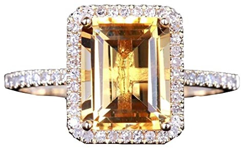 DIVISTAR Modischer Damenschmuck, 925er Silber, Citrin, Hochzeitsschmuck, Geschenk, Größe 6–10 (7, gelb), Silber, Citrin