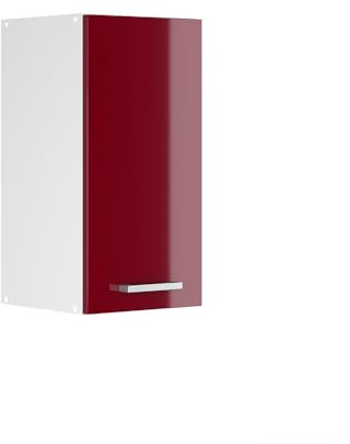 Vicco Hängeschrank R-Line, hängender Küchenschrank, Bordeaux Hochglanz/Weiß, 30 cm