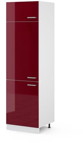 Vicco Kühlumbauschrank R-Line, Hochschrank für die Küche, Bordeaux Hochglanz/Weiß, 60 cm