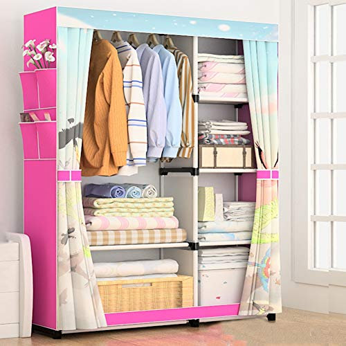 KOPASD Kleiderschrank Stoffkleiderschrank Faltschrank Wäscheschrank Mit Kleiderstange Mit Hochrollbare Türen Garderobenschrank Mit Reißverschluss Kleiderstange Kleideschrank Textilschrank,C