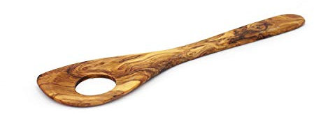 Cuchara agitadora de madera puntiaguda con agujero, cuchara de cocina, utensilio de cocina, utensilio de cocina, para cocinar, cuchara, hecha a mano, de madera de olivo